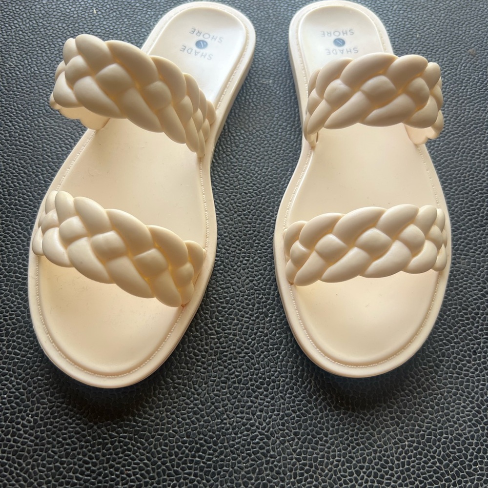 Shade & Shore Cream Braided Sandals